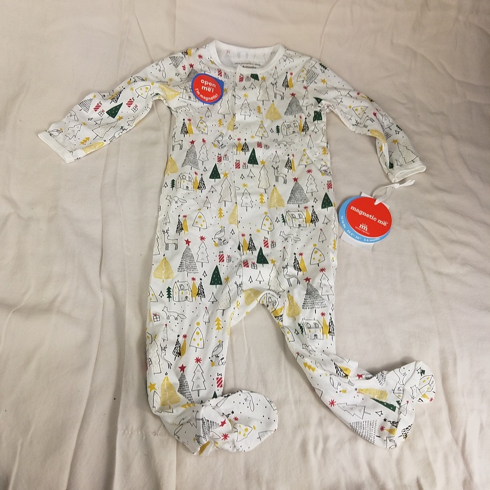 Magnetic Me Silent Night Holiday Modal Magnetic Footie 3-6 Months Christmas NWT
